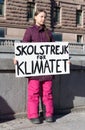 Greta Thunberg on Climate Strike in Stockholm Royalty Free Stock Photo