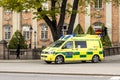 Stockholm, Stockholm/ Sweden-04MAY2019: Ambulance emergency bus drive to a call.