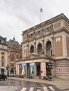 Stockholm, Sweden - May 1, 2019: Exterior view of Royal Opera House -Operan- in Stockholm, with cars and people Royalty Free Stock Photo