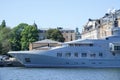 Private luxury yacht. Skat, in Nybroviken, Sweden Royalty Free Stock Photo