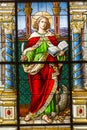 STOCKHOLM, SWEDEN - MAY 21, 2016: Stained glass window in the Ge Royalty Free Stock Photo