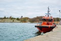 Stockholm, Sweden - November 3, 2018: Coastal safety, salvage and rescue boat. Royalty Free Stock Photo