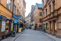 Vasterlanggatan street in Gamla Stan historic district of Stockholm, Sweden Royalty Free Stock Photo