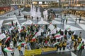 Protesters with Iranian flags and posters attend demonstration and protest against Moderate Rouhani executions in Iran Royalty Free Stock Photo