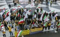 Protesters with Iranian flags and posters attend demonstration and protest against Moderate Rouhani executions in Iran Royalty Free Stock Photo