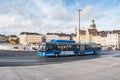 STOCKHOLM, SWEDEN - OCTOBER 26: the passenger bus goes down the street the cities, SWEDEN - OCTOBER 26 2016.