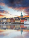 Stockholm, Sweden - panorama of the Old Town, Gamla Stan Royalty Free Stock Photo