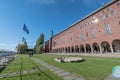 27.09.2021 Stockholm, Sweden Scenic summer view of the Stadshus City Hall castle in the Old Town Gamla Stan