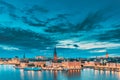 Stockholm, Sweden. Scenic View Of Stockholm Skyline At Summer Evening. Famous Popular Destination Scenic Place In Dusk