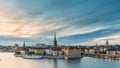 Stockholm, Sweden. Scenic View Of Stockholm Skyline At Summer Evening. Famous Popular Destination Scenic Place In Dusk Royalty Free Stock Photo