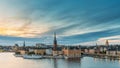 Stockholm, Sweden. Scenic View Of Stockholm Skyline At Summer Evening. Famous Popular Destination Scenic Place In Dusk