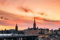 Stockholm, Sweden. Scenic View Of Stockholm Skyline At Summer Evening. Famous Popular Destination Scenic Place Under