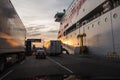 Stockholm Sweden Sunrise in the Port with Baltic Princess on the left