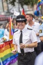 British female police officer dancing Europride Stockholm