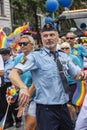 Swedish police officer dancing Europride Stockholm