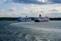 Stockholm,Sweden,Two ferry boats