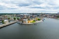 Stockholm Sweden . Wonderful aerial panorama from observation deck on Gamla Stan and a modern city Royalty Free Stock Photo