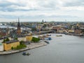 Stockholm Sweden . Wonderful aerial panorama from observation deck on a modern city and Gamla Stan. Royalty Free Stock Photo