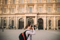 Stockholm, Sweden. Young Adult Caucasian Woman Lady Tourist Traveler Photographer Taking Pictures Photos Near Stockholm Royalty Free Stock Photo