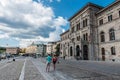 Stockholm, Sweden - Young tourist couple standing in front of The Viking Museum - Vikingaliv