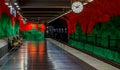 Stockholm metro or tunnelbana station Solna Centrum with fire li