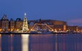 Stockholms old city with christmas tree Royalty Free Stock Photo