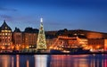 Stockholms old city with christmas tree