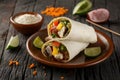 StockImage An appetizing serving of Burrito Mexico captured in foodgraphy photography