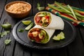 StockImage An appetizing serving of Burrito Mexico captured in foodgraphy photography