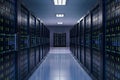 StockImage Data center with computer racks providing network security services