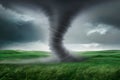 StockImage Illustration of tornado in stormy landscape amid thunderstorm and change