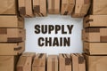 StockImage Supply chain visualization carton cardboard boxes arranged on white Royalty Free Stock Photo
