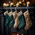 Stockings of Anticipation: Waiting for Santa to Fill Them with Gifts Royalty Free Stock Photo