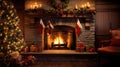 stockings christmas fireplace Royalty Free Stock Photo