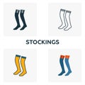 Stockings icon set. Four elements in diferent styles from clothes icons collection. Creative stockings icons filled, outline,