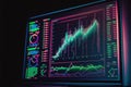 Stockmarket online trading chart candlestick on crypto currency platform.Computer screen closeup background. Ai generative Royalty Free Stock Photo