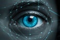 StockPhoto Closeup blue eye high technologies in the futuristic photo, symbolizing advanced biometric identification