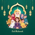 StockPhoto Cultural diversity and unity portrayed in festive Eid Mubarak poster
