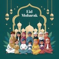 StockPhoto Cultural diversity and unity portrayed in festive Eid Mubarak poster