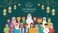 StockPhoto Cultural diversity and unity portrayed in festive Eid Mubarak poster