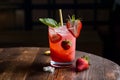 StockPhoto Elegant capture of a refreshing strawberry mojito on the table