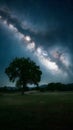 StockPhoto Milky way galaxy over tree landscape night sky stars Royalty Free Stock Photo