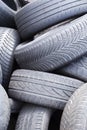 Stockpile of old worn car tires Royalty Free Stock Photo