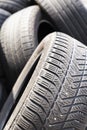 Stockpile of old worn car tires Royalty Free Stock Photo
