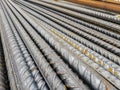 Stockpile of steel bars in construction site to execute reinforced concrete Royalty Free Stock Photo