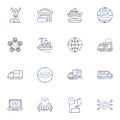 Stockpiling management line icons collection. Inventory, Storage, Supply, Logistics, Retention, Distribution