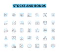 Stocks and bonds linear icons set. Asset, Dividend, Portfolio, Securities, Yield, Trading, Investment line vector and