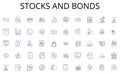 Stocks and bonds line icons collection. Innovation, Revival, Opportunity, Discovery, Venture, Progression, Breakthrough