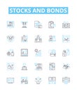 Stocks and bonds vector line icons set. Stocks, Bonds, Equities, Fixed income, Securities, Stock market, Bond market