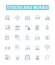 Stocks and bonds vector line icons set. Stocks, Bonds, Equities, Fixed income, Securities, Stock market, Bond market